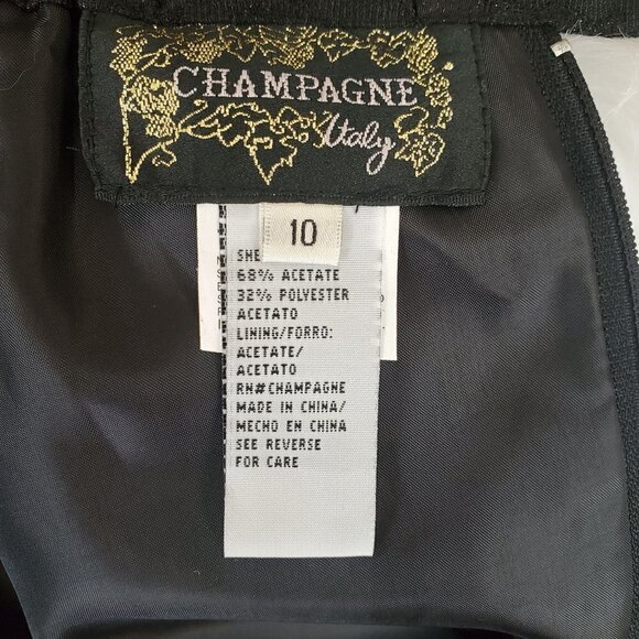 Champagne Black Floral Lace Party Cocktail Glitter High Slit Maxi Skirt Size 10 - Picture 5 of 7